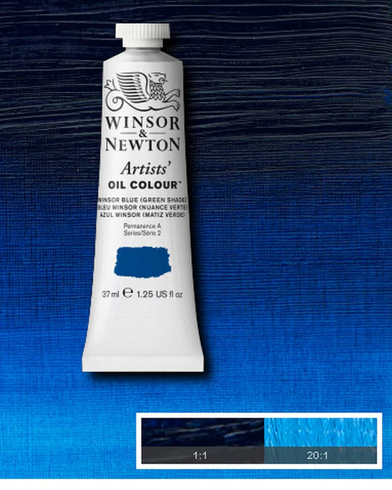 37ml Tube of Artist' Oil colour Winsor blue green shade